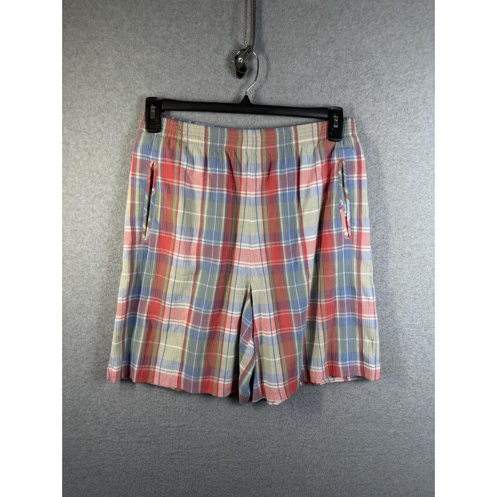 Koret Shorts Womens L Petite Multicolor Plaid Seersucker Bermuda Casual
